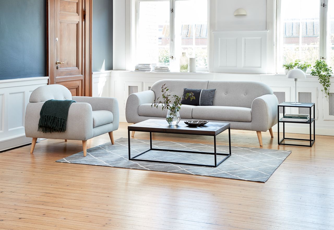 Sofa 3s FASTER vải polyester màu xám nhạt scandinavian style