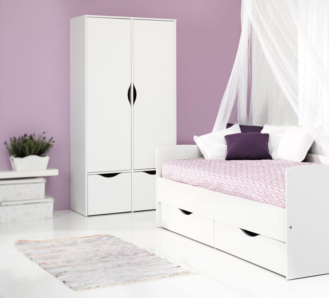Sơn phòng ngủ màu tím kết hợp nội thất hiện đại màu trắng mang lại sự thư giãn và nét đẹp tinh tế