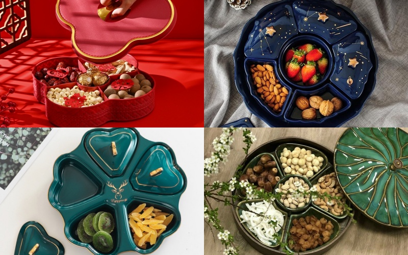 Khay mứt từ sợi cối lại mang đến một n&eacute;t c&aacute; t&iacute;nh, độc đ&aacute;o, g&acirc;y ấn tượng cho những vị kh&aacute;ch gh&eacute; thăm.