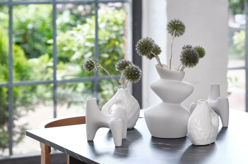 Bộ bình hoa trang trí chất liệu gốm sứ màu trắng