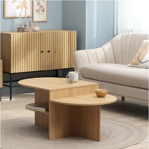 B&agrave;n cafe LISBJERG gỗ c&ocirc;ng nghiệp m&agrave;u sồi 