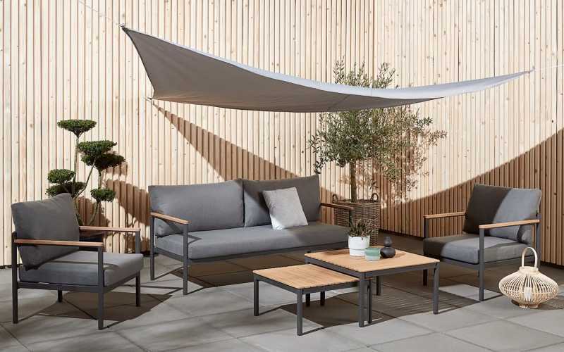 Bộ sofa ngo&agrave;i trời BEJSTRUP, chất liệu nh&ocirc;m/polyester m&agrave;u x&aacute;m 