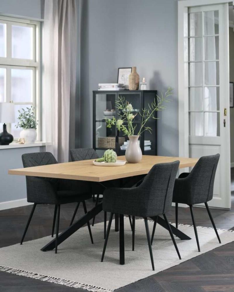Combo b&agrave;n gỗ v&agrave; ghế ăn bọc vải bền bỉ