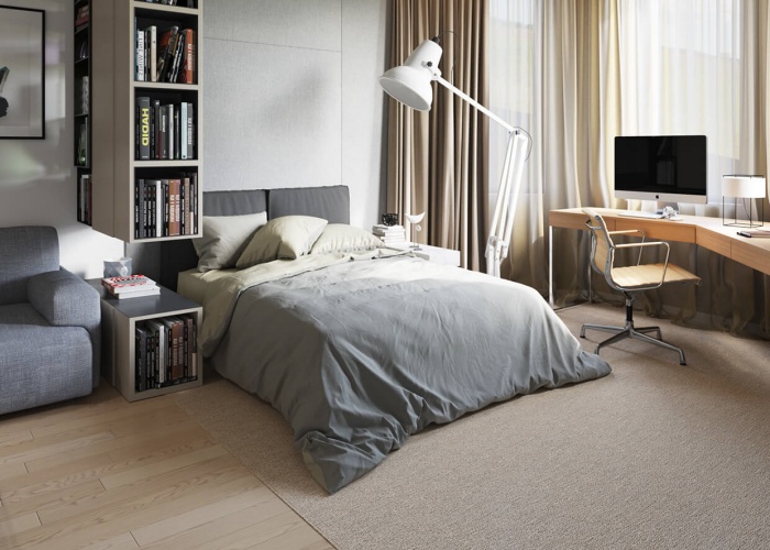 Mẫu thiết kế chung cư 2 ph&ograve;ng ngủ phong c&aacute;ch tối giản