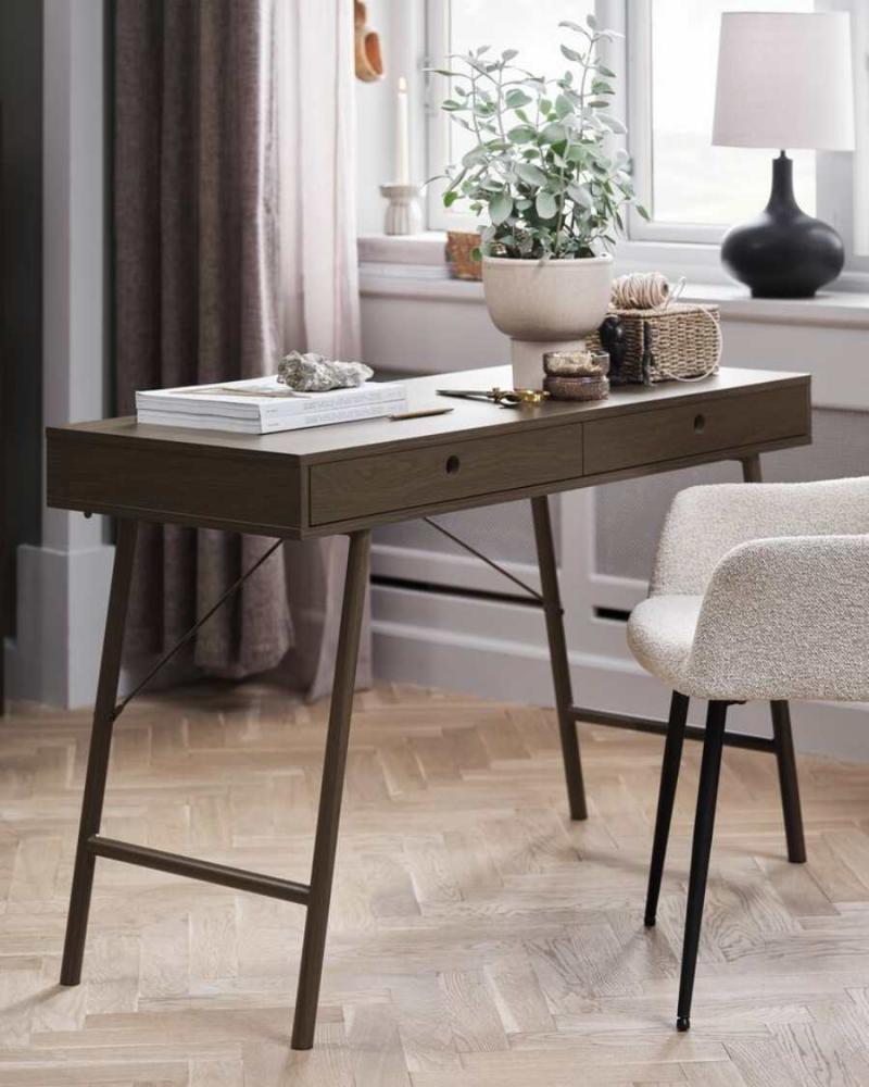 Bàn làm việc LINDVED gỗ công nghiệp/kim loại, màu sồi đậm