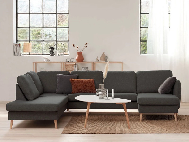 Sofa góc 3 chỗ  ngồi, chất liệu vải polyester màu xám tại JYSK phong cách Scandinavian