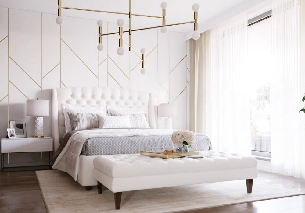 Thiết kế ph&ograve;ng ngủ master 30m2 phong c&aacute;ch Retro sang trọng