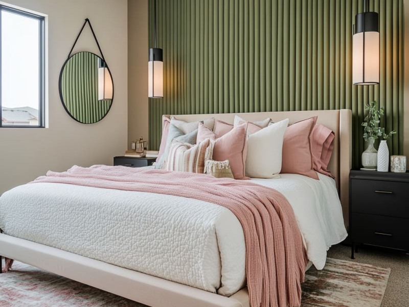 Thiết kế ph&ograve;ng ngủ master 30m2 m&agrave;u hồng