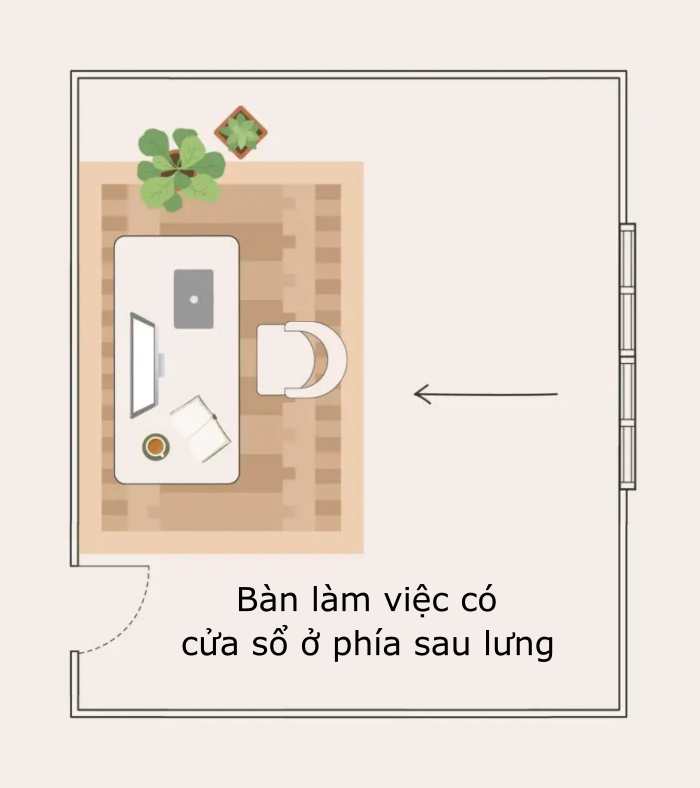 Đặt b&agrave;n l&agrave;m việc với cửa sổ ở vị tr&iacute; sau lưng.
