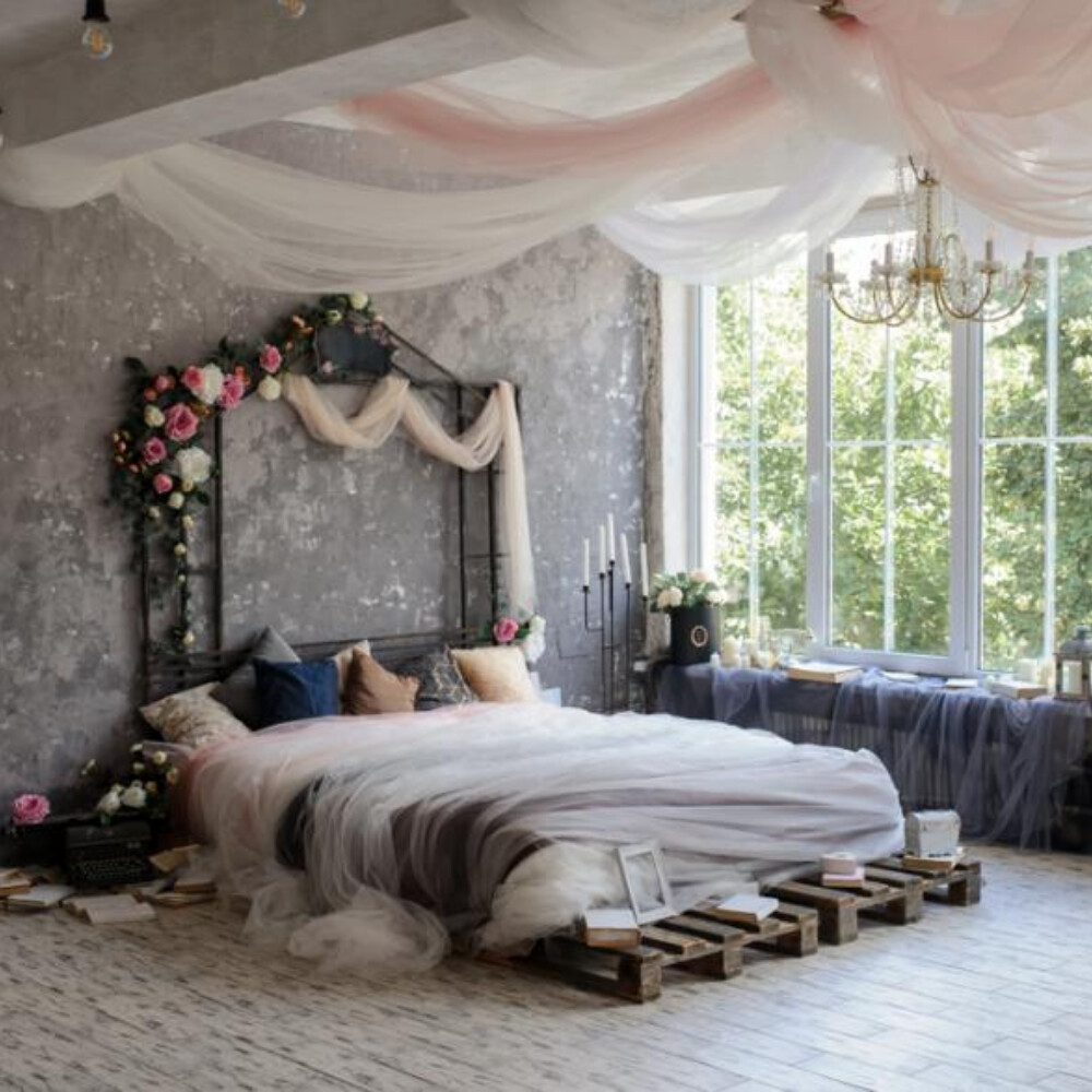 Rèm phòng ngủ bằng voan tạo cảm giác nhẹ nhàng, lãng mạn