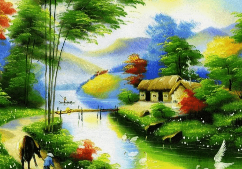 Tranh phong thủy ph&ograve;ng kh&aacute;ch cho người tuổi Hợi