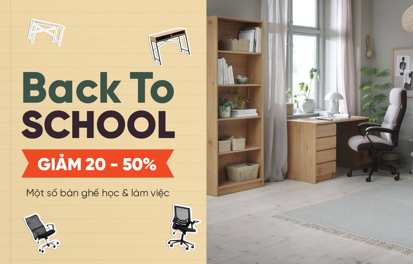 Khuyến mãi Back to School 2026 JYSK bàn ghế học tập