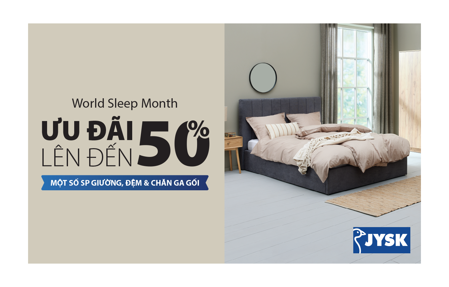 World sleep month- Ưu đãi đến 50% đệm, giường và chă ga gối
