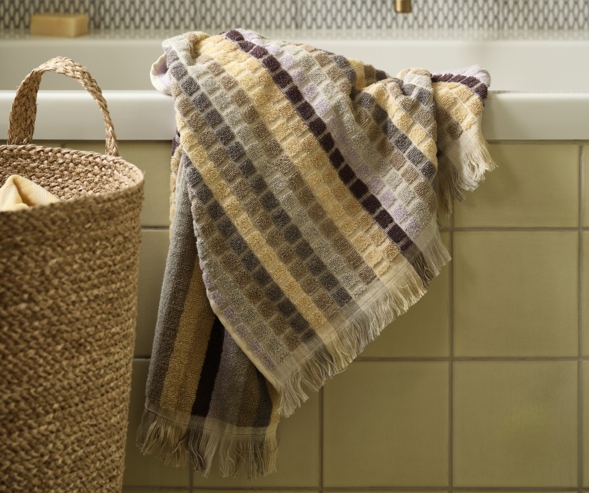 Bộ khăn tắm Nordic Bath JYSK tông nâu đất xanh rêu