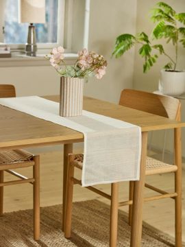 Khăn table runner | BREI | polyester | màu tự nhiên/trắng | R30xD140cm