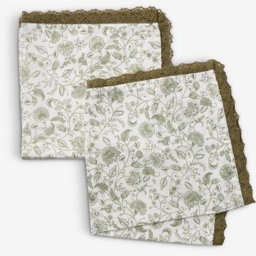 Khăn ăn | MARGURIT | cotton | xanh lá/trắng | R40xD40cm | bộ 2 chiếc