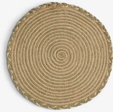 Tấm lót đĩa | TETTEGRAS | sợi đay | màu tự nhiên/xanh lá | Ø37cm