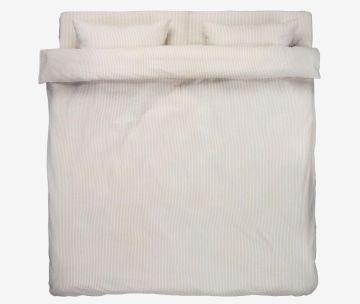 Bộ vỏ chăn gối đôi kèm ga cotton | STINNE | màu latte/trắng | R200xD220cm/R240xD260cm/R50xD70cm
