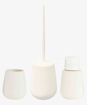 Bộ 3 món phụ kiện phòng tắm | | gốm dolomite/nhựa | trắng
