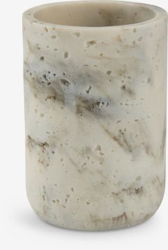 Cốc đựng bàn chải | KUNGSBACKA | nhựa polyresin | vân đá cẩm thạch be | Ø7xC10cm