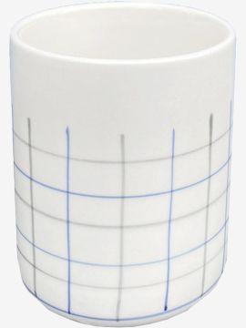 Cốc đựng bàn chải | HELDIG | gốm | kem/sọc xanh | Ø7.5xC9.3cm
