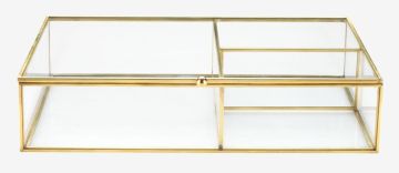 Hộp đựng trang sức | VIKEN | thủy tinh/kim loại | màu đồng xước | R16xD25xC6cm