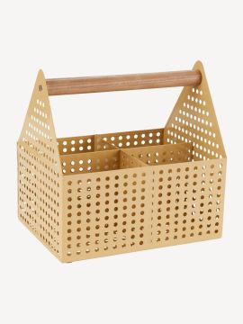 Hộp đựng đa năng | VICKLEBY | kim loại/gỗ | màu vàng | R15xD20xC20cm