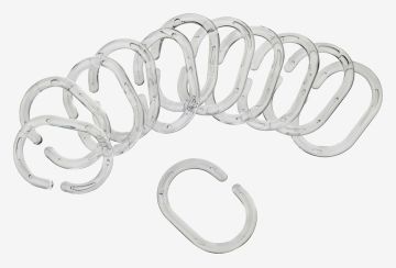 Móc treo rèm tắm | VAREKIL | nhựa PS | màu trong suốt | bộ 12 chiếc