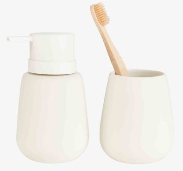 Bộ 2 phụ kiện phòng tắm | EKBY | gốm dolomite/nhựa | trắng