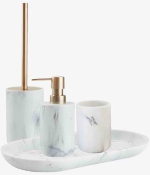 Bộ 4 món phụ kiện phòng tắm | BERGHEM | nhựa polyresin/kim loại | màu đá cẩm thạch