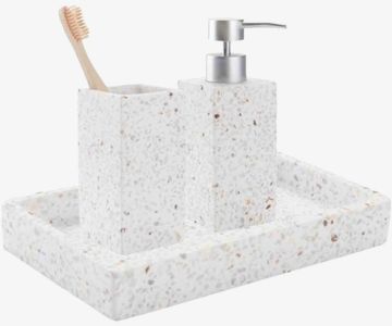Bộ 3 món phụ kiện phòng tắm | BILLSTA | nhựa polyresin/đá | họa tiết terazzo