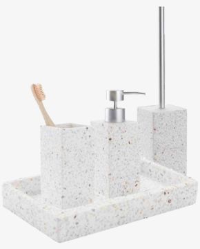Bộ 4 món phụ kiện phòng tắm | BILLSTA | nhựa polyresin/đá | họa tiết terazzo