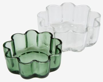 Hũ trang sức | SKOGSBY | thủy tinh | nhiều màu | Ø7/9xC3/3.5cm | bộ 2 chiếc