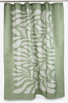 Rèm phòng tắm | BAGGETORP | polyester | xanh olive/xám | R180xD200cm
