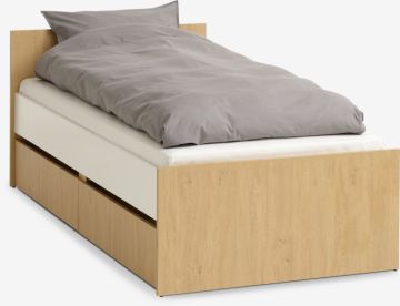 Giường đơn | BILLUND | gỗ công nghiệp | trắng/sồi | R90xD200cm
