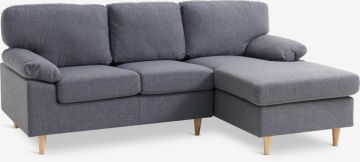 Sofa góc phải | GEDVED | vải polyester/chân gỗ cao su | xám | R209xS84/141xC85cm