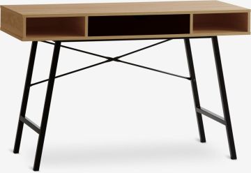Bàn làm việc | ABBETVED | kim loại/gỗ công nghiệp | đen/màu sồi | R48xD120xC76cm