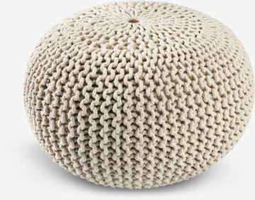 Ghế đôn | NEBLE | cotton/hạt xốp | be | Ø50xC30cm