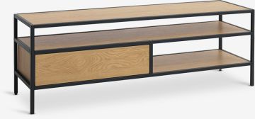 Kệ TV | TRAPPEDAL | kim loại/ gỗ công nghiệp | đen/màu sồi | R120xS33xC40cm