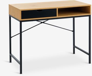 Bàn làm việc | TRAPPEDAL | kim loại/ gỗ công nghiệp | đen/màu sồi | R48xD95xC76cm