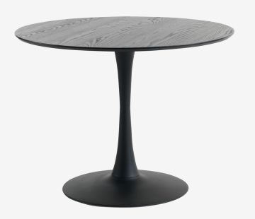 Bàn ăn | RINGSTED | kim loại/gỗ công nghiệp | đen | Ø100xC75cm