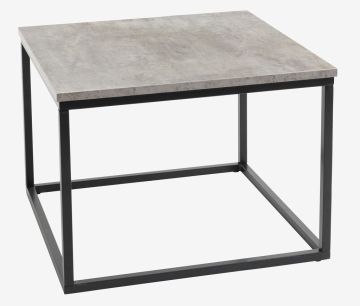 Bàn góc | DOKKEDAL | kim loại/gỗ công nghiệp | màu xi măng/đen | R60xD60xC45cm