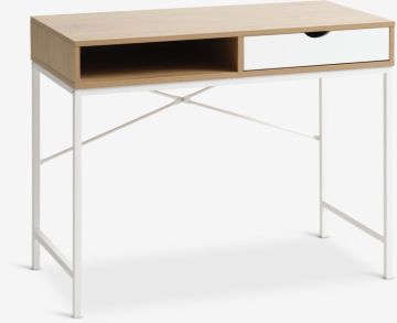 Bàn làm việc | TRAPPEDAL | kim loại/gỗ công nghiệp | trắng/màu sồi | R48xD95xC76cm