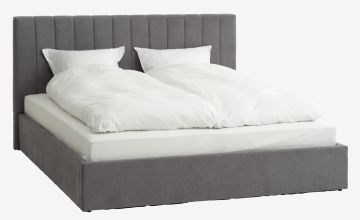 Giường | HASLEV | gỗ công nghiệp/vải polyester | xám đậm | R180xD200cm