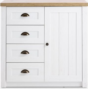 Tủ ngăn kéo 4 ngăn | MARKSKEL | gỗ công nghiệp | trắng/sồi | R92xS43xC88cm