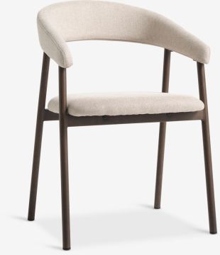 Ghế bàn ăn | EJSING | kim loại/vải polyester | be/màu sồi đậm | R55xS55xC79cm