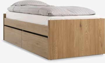 Giường mở rộng | LIMFJORDEN | gỗ công nghiệp | màu sồi ấm | R90/180xD200xC56cm