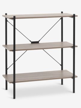 Kệ sách 3 tầng | VANDBORG | gỗ công nghiệp/kim loại | đen/sồi | R80xS40xC92cm