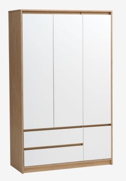 Tủ quần áo | BILLUND | gỗ công nghiệp | trắng/màu sồi | R119xS51xC193cm