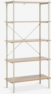 Kệ sách 5 tầng | VANDBORG | gỗ công nghiệp/kim loại | be/màu sồi | R80xS40xC166cm